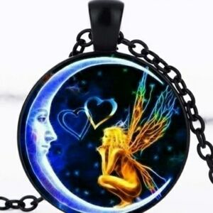 Fairy NECKLACE FAIRY LOOKING INTO MOON'S EYES fairycore new beautiful Whimsical